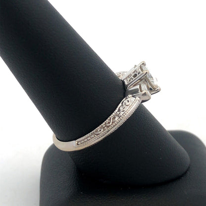 14K White Gold Three Stone Moissanite Engagement Bridal Anniversary Ring