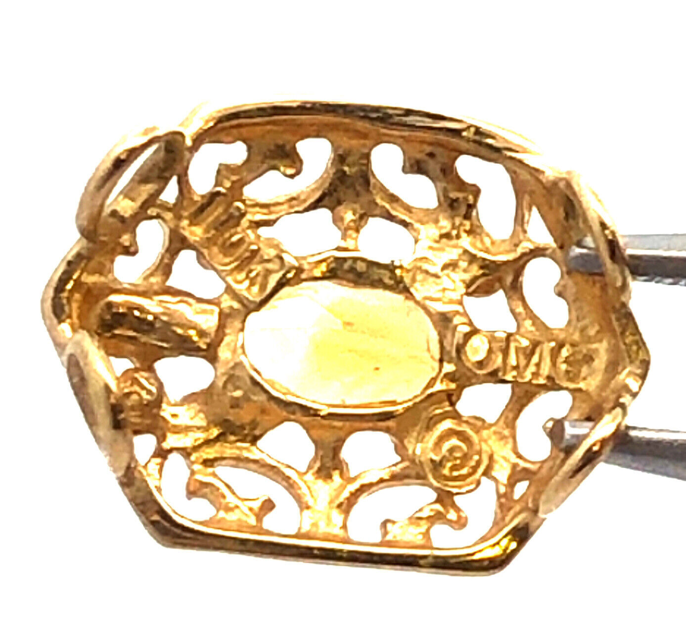 Designer 10K Yellow Gold Oval Citrine November Anniversary Slide Bracelet Charm