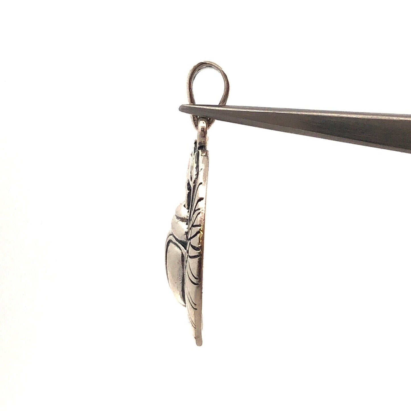 Estate 925 Sterling Silver Wings Of Isis Scarab Protection Amulet Pendant