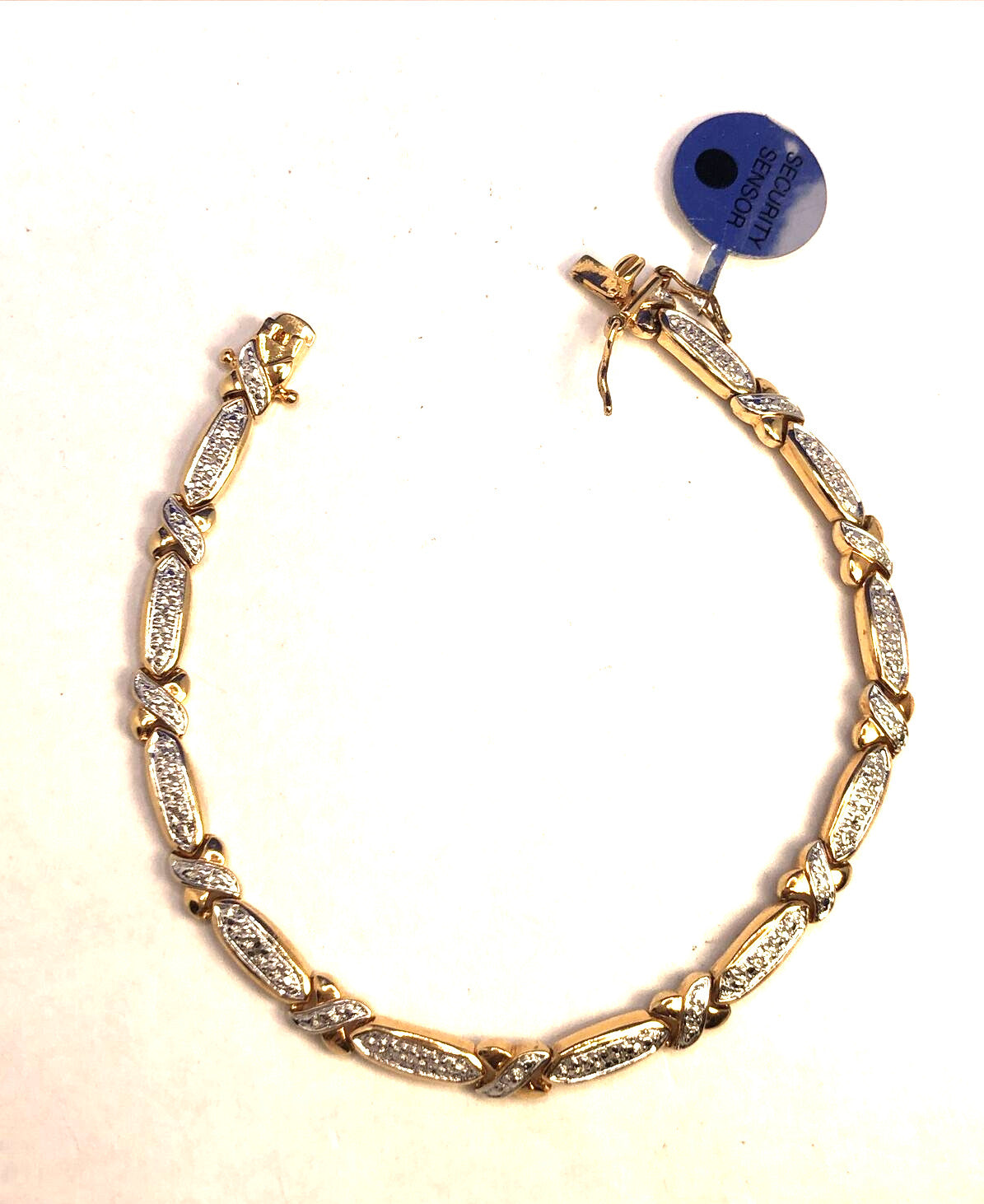 Designer 925 Sterling Silver Vermeil Two Tone Diamond Tennis Bracelet