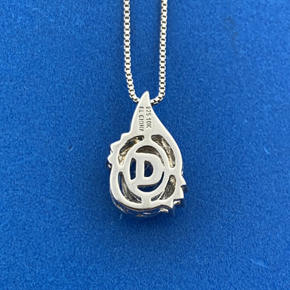 Designer Sterling Silver 10K Yellow Gold Blue Topaz Solitaire Diamond Necklace