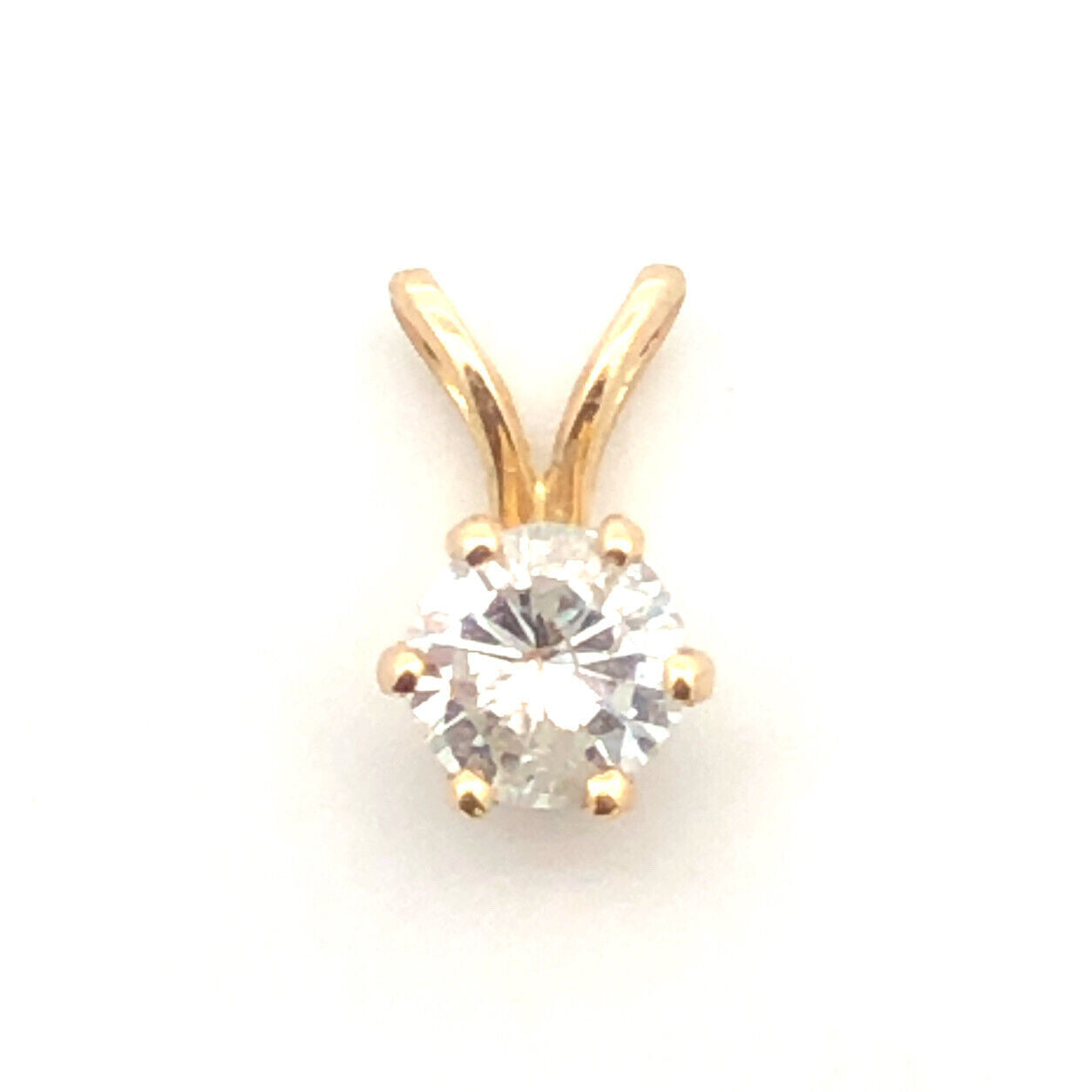 Designer 14K Yellow Gold Round Diamond Solitaire Anniversary Drop Pendant