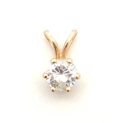 Designer 14K Yellow Gold Round Diamond Solitaire Anniversary Drop Pendant