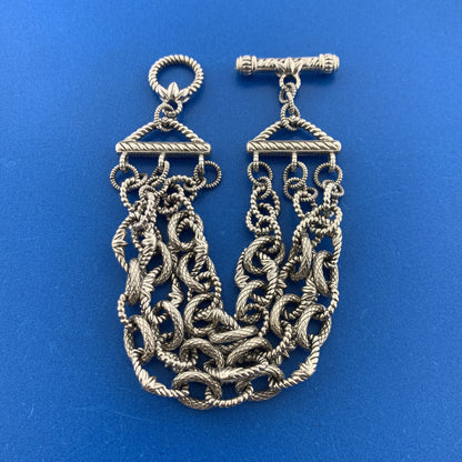 Judith Ripka 925 Sterling Silver Cubic Zirconia Triple Strand Toggle Bracelet