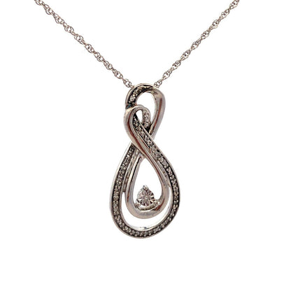 Designer 925 Sterling Silver Round Diamond Infinity Anniversary Pendant Necklace