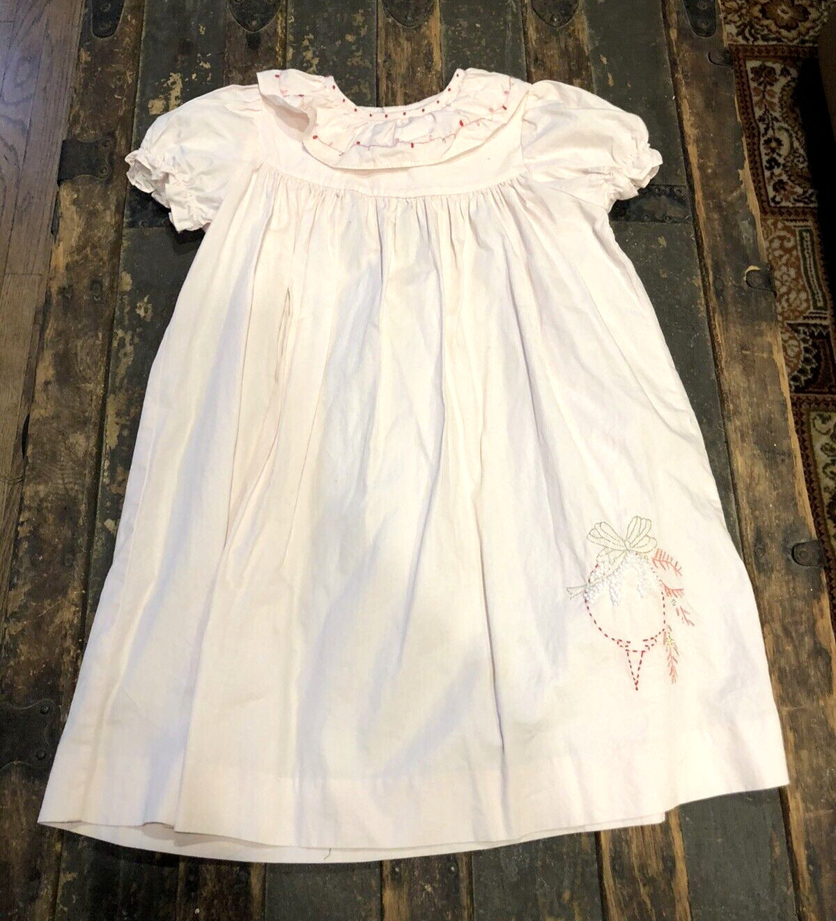 Sophie & Lucas 100% Cotton Pink Embroidered Girl's 4T Christmas Themed Dress