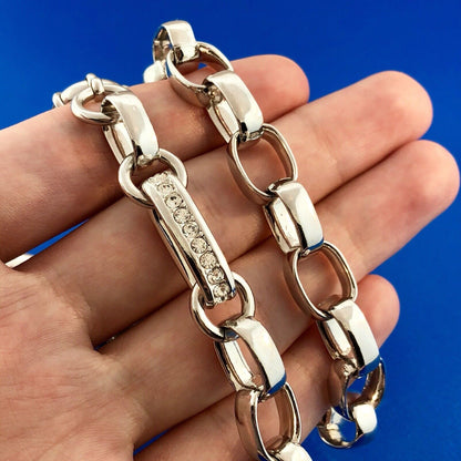 Swarovski Crystal Silver Tone Crystal Cuban Link Statement Chain Necklace
