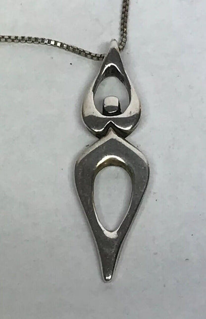 Sterling Silver 925 Modernist Female Figure Goddess Fertility Necklace S193