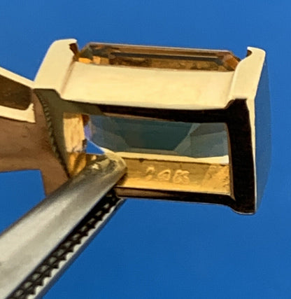Gorgeous 14k Yellow Gold Emerald Cut Golden Citrine Precious Pendant Modern