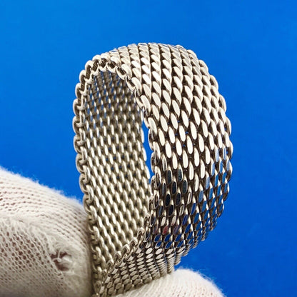 Designer GC Stunning Sterling Silver 925 Snake Link 7.5" Flex Band Bracelet