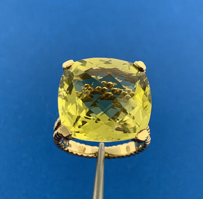 Designer Sterling Silver Vermeil Square Cushion Peridot Statement August Ring