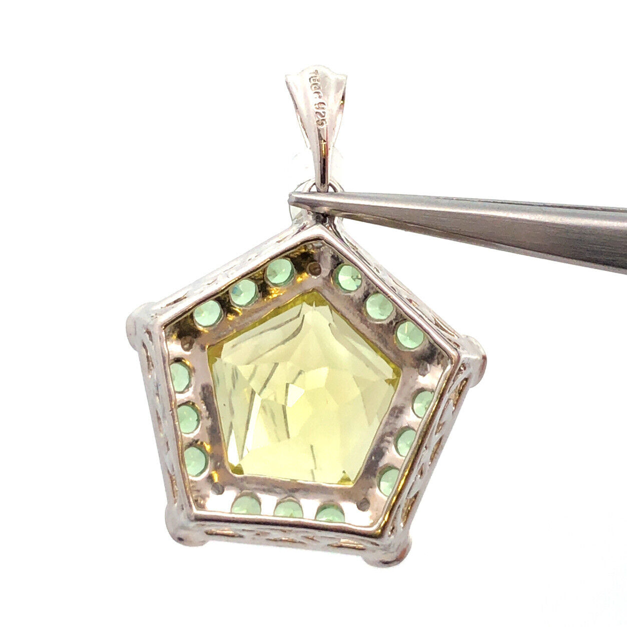 Designer TGGC 925 Sterling Silver Peridot Green Tourmaline White Topaz Pendant