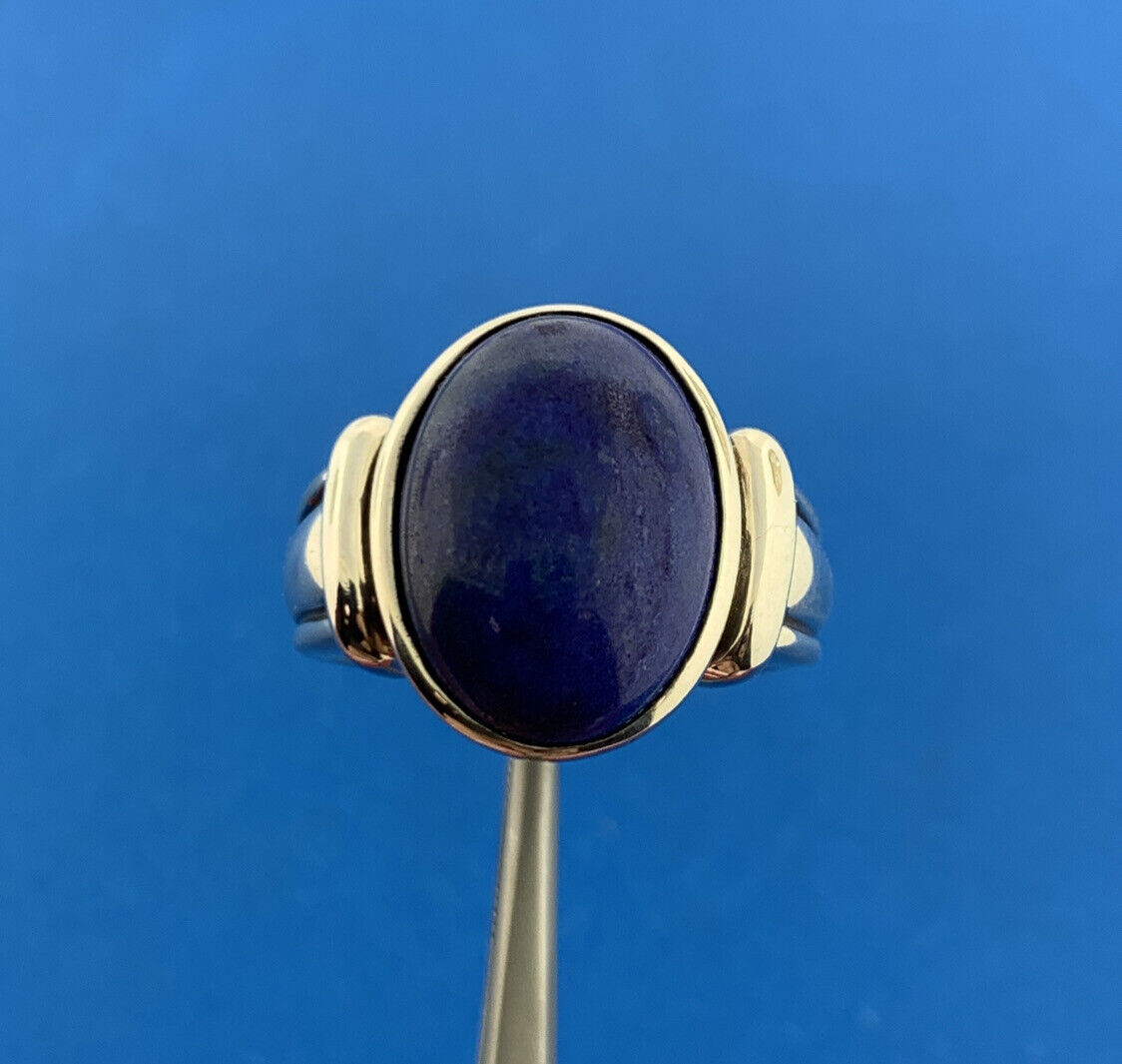Designer 925 Sterling Silver Lapis Lazuli Cabochon Statement Dome Ring