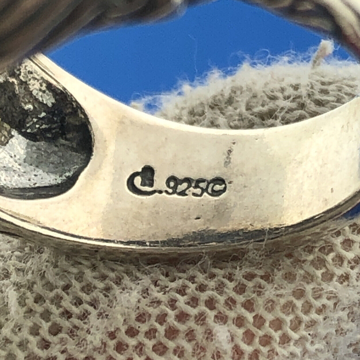 Carolyn Pollack Sterling Silver 925 Cabochon Sky Blue Turquoise Wave Ring Size 6