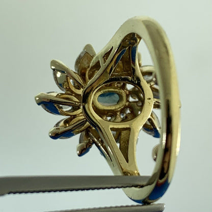 Vintage 18K Yellow Gold Topaz with Diamond Accented Statement Cocktail Ring