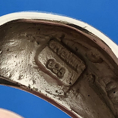 Designer Givenchy 925 Sterling Silver Round Smoky Quartz Modernist Dome Ring