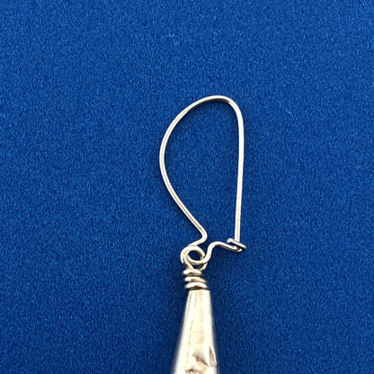 Native American 925 Liquid Sterling Silver Turquoise Bead Drop Dangle Earrings