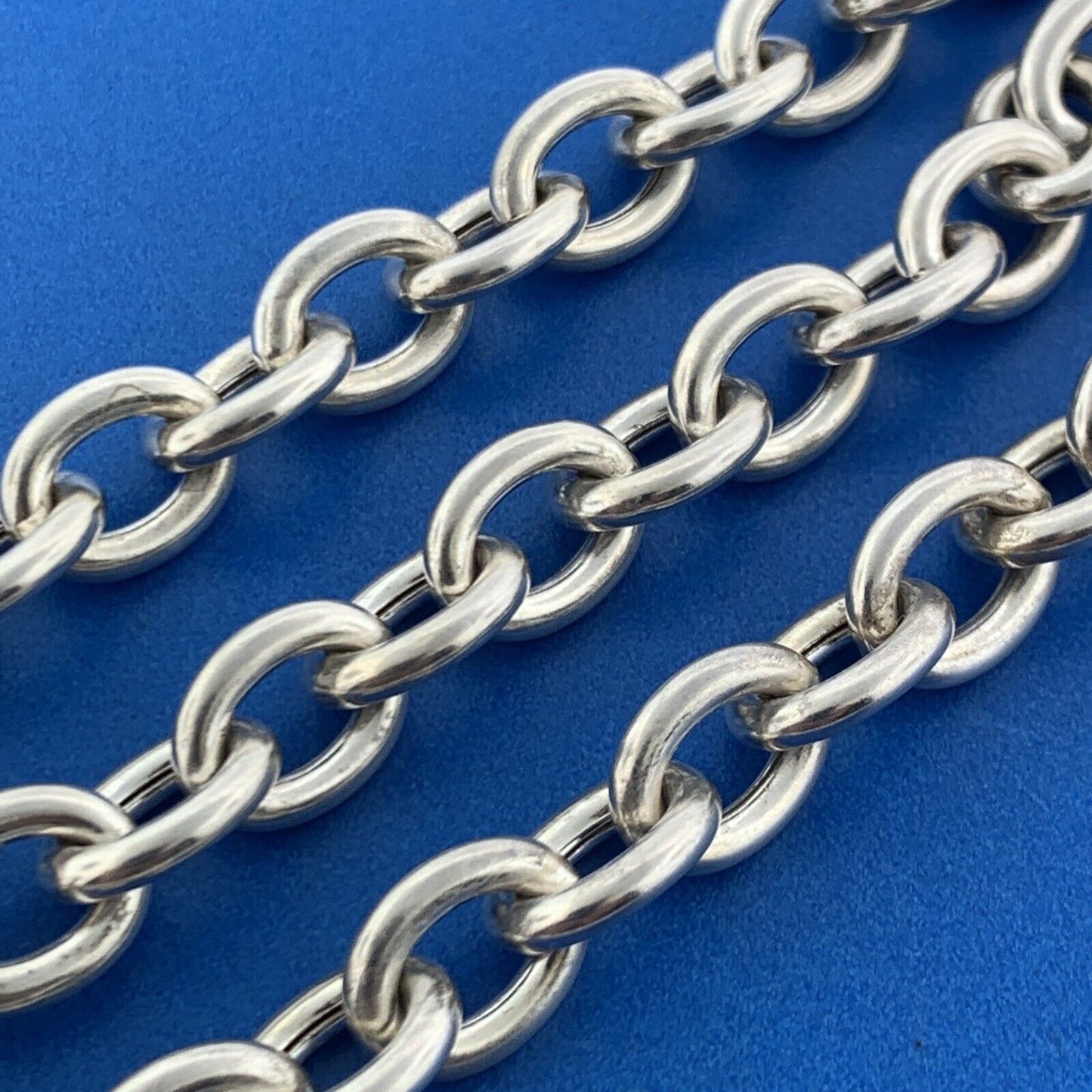 Designer Italian Sterling Silver 925 Oval Link Open Heart 15" Chain Necklace