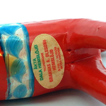 Vintage Swedish Akta Dala Hemslojd Hand Painted Red Horse Wooden Toy Figurine