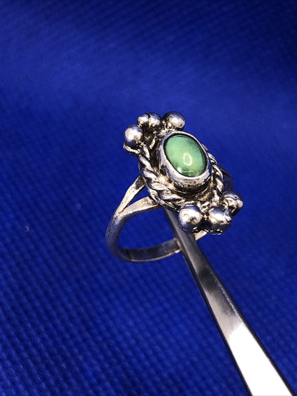 Native American Green Turquoise 925 Sterling Silver Concho Split Shank Ring