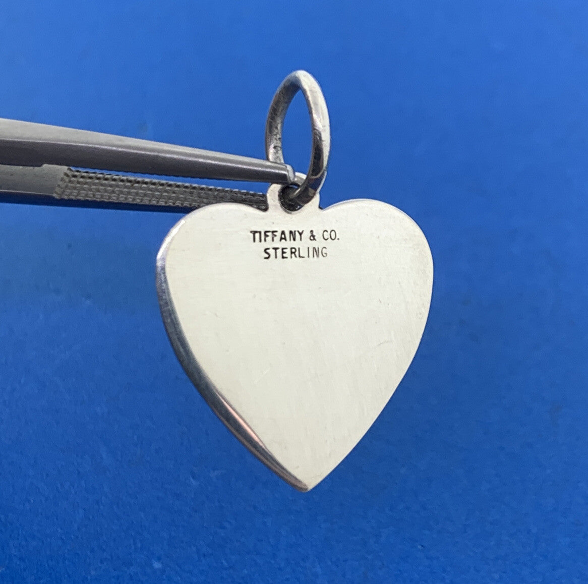 Tiffany & Co 925 Sterling Silver Engravable Heart Dog Tag Charm Pendant