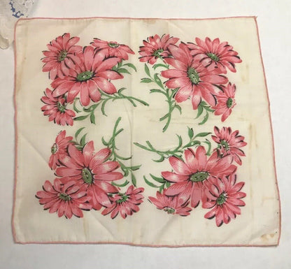 Vintage 7 Item Lot Floral Paisley Ladies Embroidered Edge Handkerchiefs