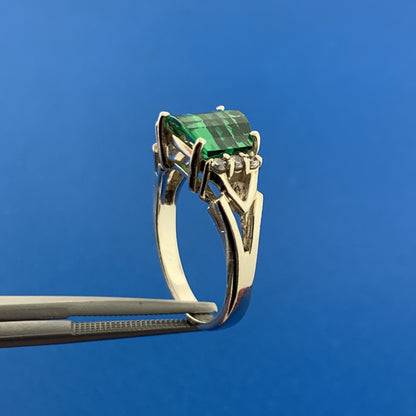 Designer Sterling Silver 925 Green White Diamonique Cubic Zirconia Cocktail Ring