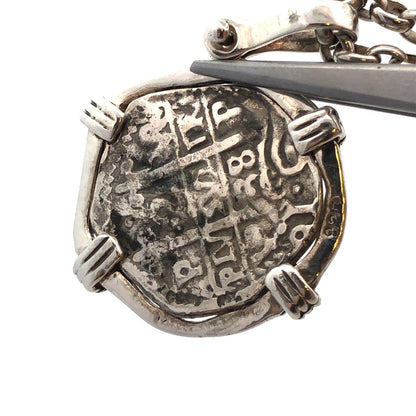 Waxing Poetic WP 925 Sterling Silver Spanish Colonial Coin Pendant Necklace