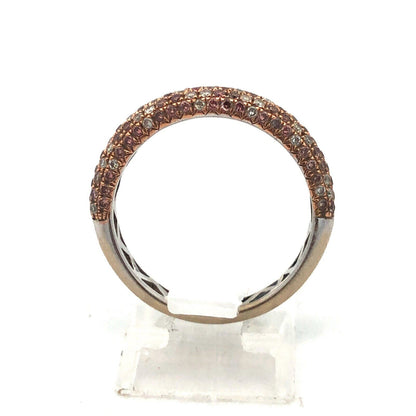 14K White Gold White Champagne Diamond Anniversary Wedding Bridal Band Ring