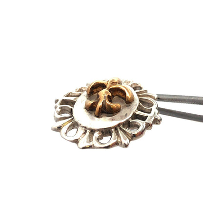 925 Sterling Silver Two Tone Fleur De Lis Go Saints Oval Charm Pendant