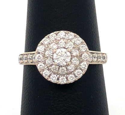 Tasha 14K White Gold Round Diamond Double Halo Engagement Ring