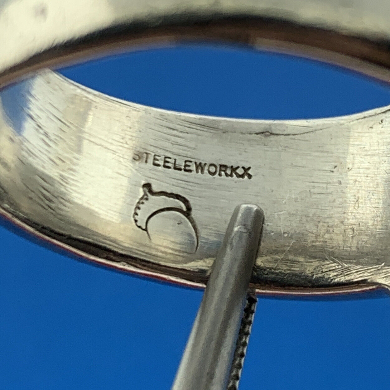 Custom Artisan Steeleworkx 925 Sterling Silver Skull Bikers Statement Ring