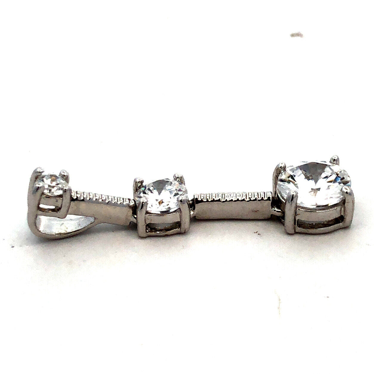 Designer J 925 Sterling Silver Round Cubic Zirconia CZ Trio Graduated Pendant