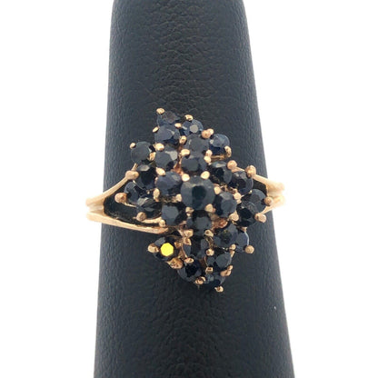 Vintage 14k Solid Yellow Gold Sapphire Cluster Ring 1.45tcw Size 6