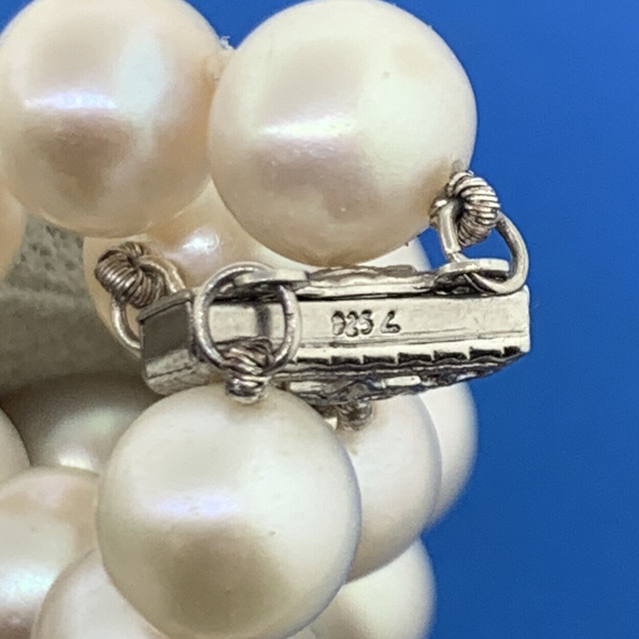 Sterling Silver 925 Pearl White Topaz Accented Double Strand Bracelet