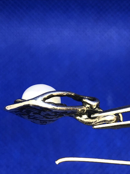 Designer Didae 925 Sterling Silver Modernist Pearl Drop Dangle Hook Earrings