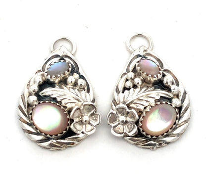 Native American Sterling Silver Mother of Pearl Floral Earring Enhancer Jackets