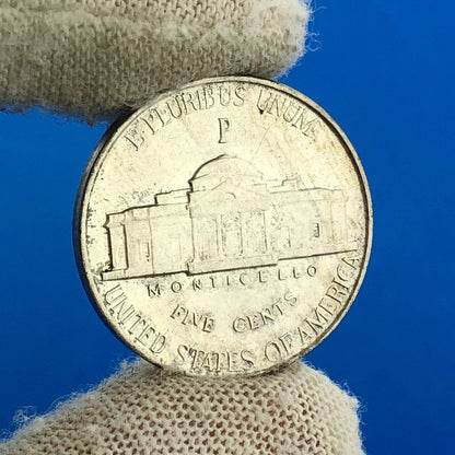 1943 P Jefferson WarTime Nickel 5c BU Uncirculated Mint State 35% Silver US Coin