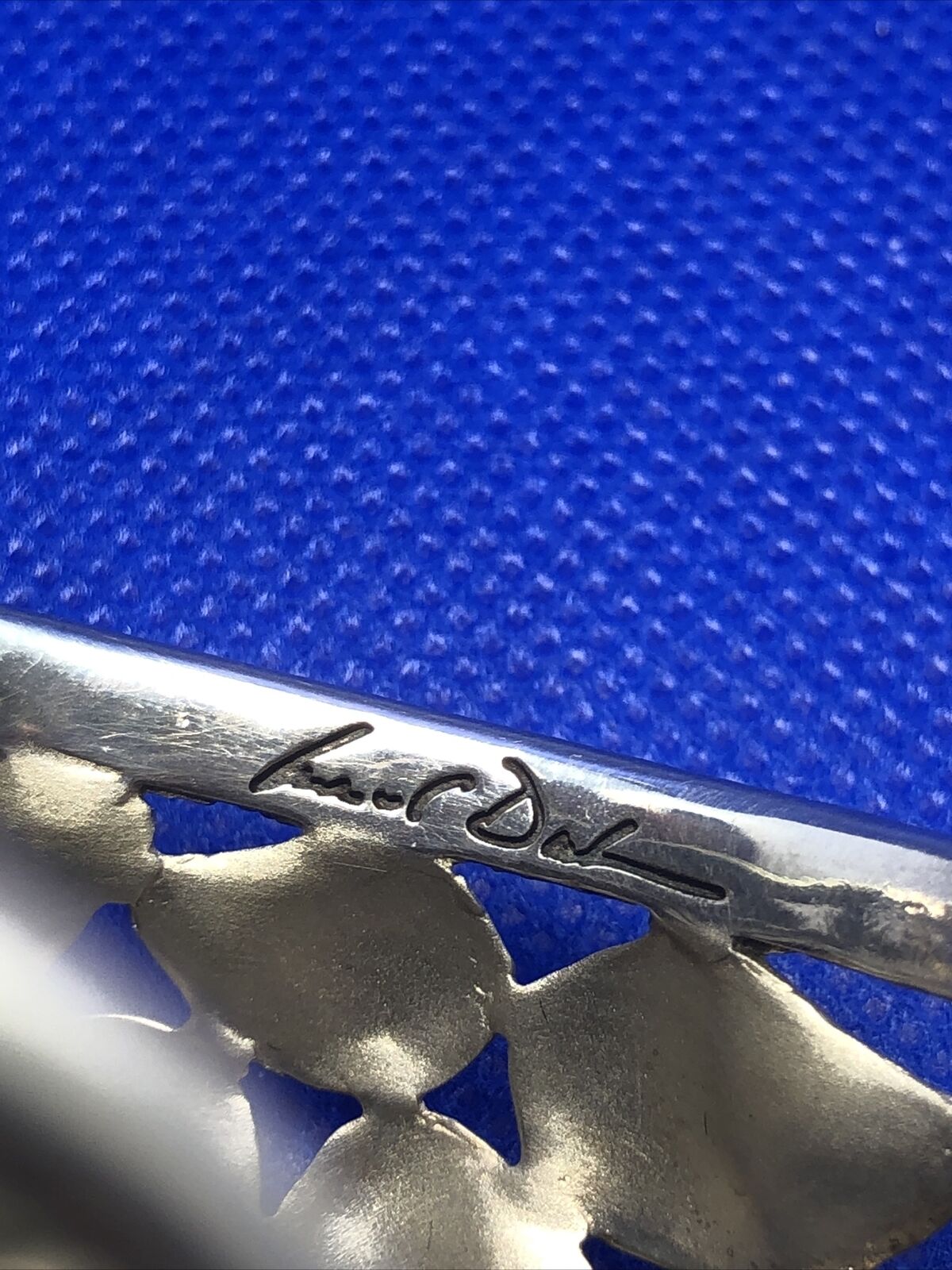 Michael Dawkins 925 Sterling Silver Petal & Beaded Detail Open Cuff Bracelet