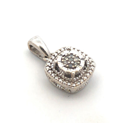 Designer 925 Sterling Silver Diamond Cluster Illusion Halo Setting Charm Pendant