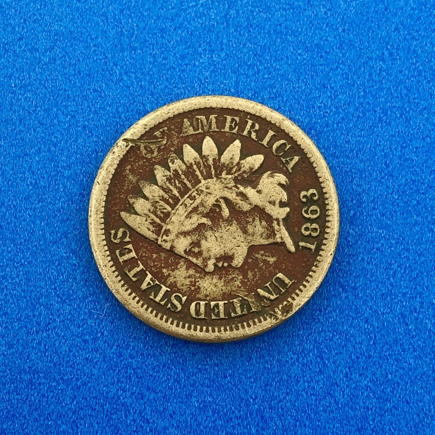 1863 P 1 Cent Indian Head Cent with Shield Better Key Date Copper-Nickel Coin