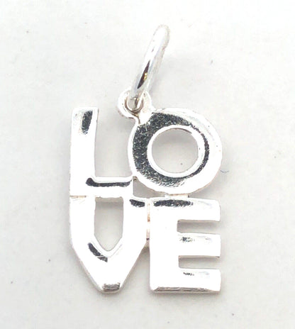 Designer LA TH 925 Sterling Silver Block Letters LOVE Word Charm Pendant