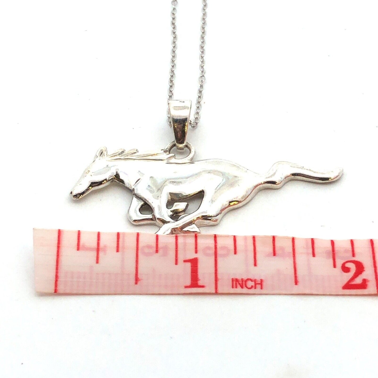 Designer S 925 Sterling Silver Horse Galloping Equine Pendant Necklace