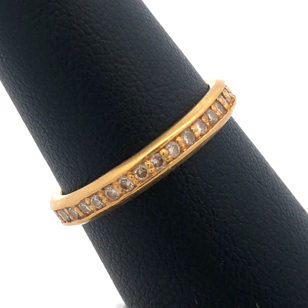 18K Yellow Gold Round Channel Set Diamond Eternity Anniversary Wedding Ring Band