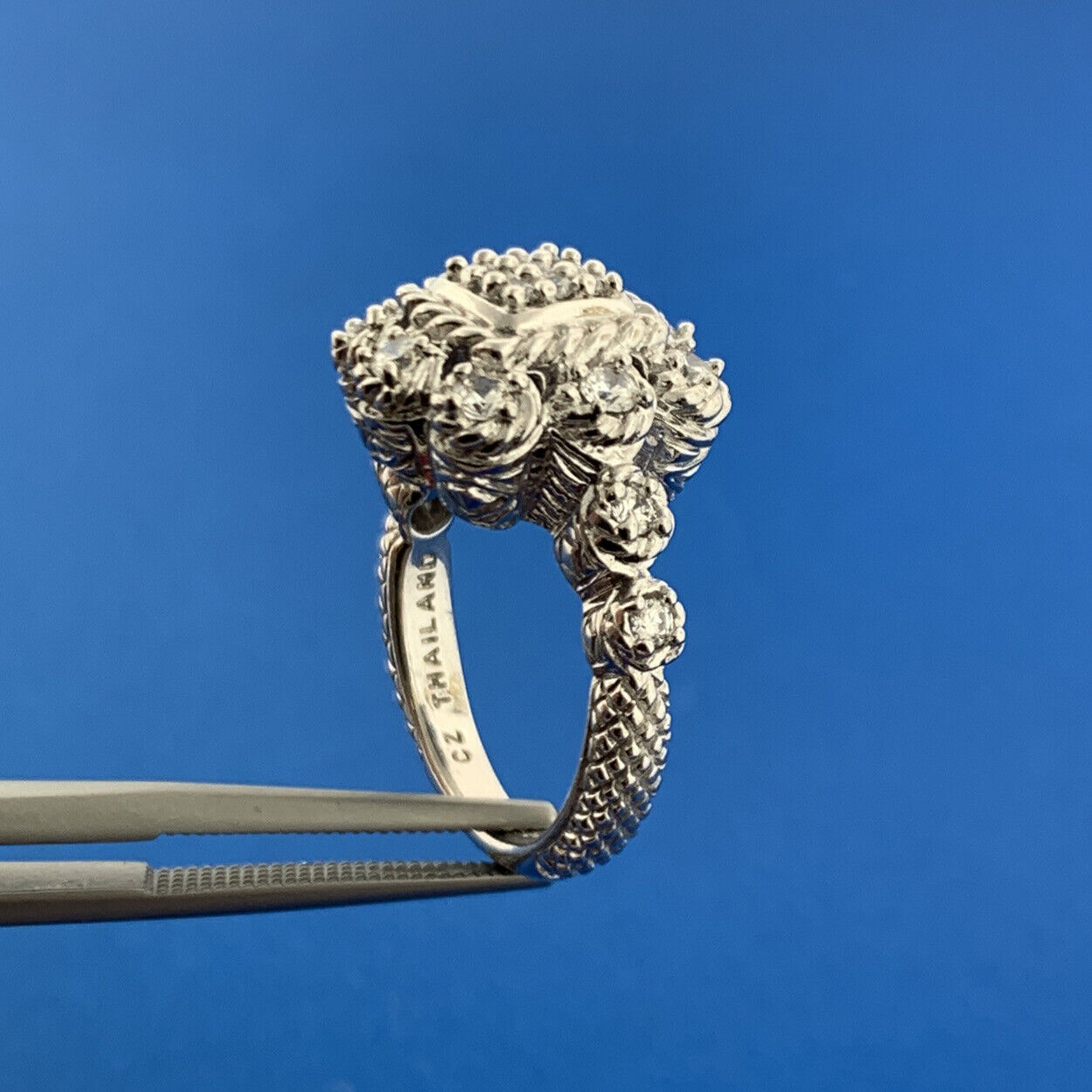 Judith Ripka Sterling Silver 925 CZ Diamonique Heirloom Statement Ring