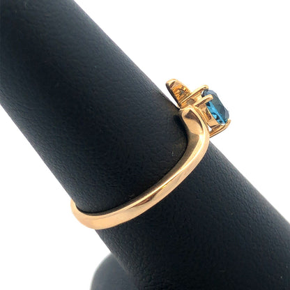 Vintage 14k Yellow Gold London Blue Topaz Ring Size 7.25