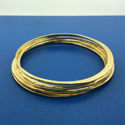 Veronese Italy Sterling Silver Vermeil Hammered Lot 4 Stackable Bangle Bracelets