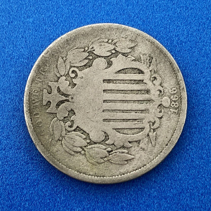 1866 P Shield Nickel Variety 1 With Rays Better Key Rare Philadelphia Type Coin