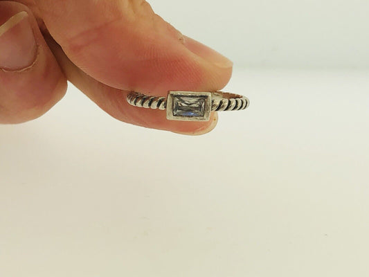 Vintage Silpada Sterling Silver 925 White Topaz Stackable Band Ring