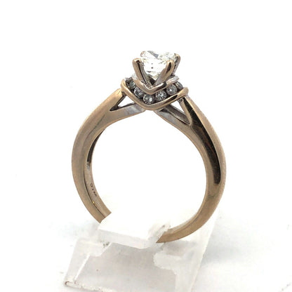 14K White Gold Princess Diamond Center Accented Size 7. 25 Engagement Ring
